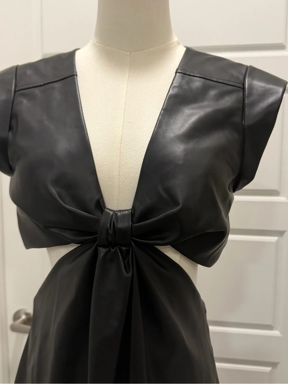 Jason Wu Black Faux Leather Mini Dress NWT - Picture 5 of 9